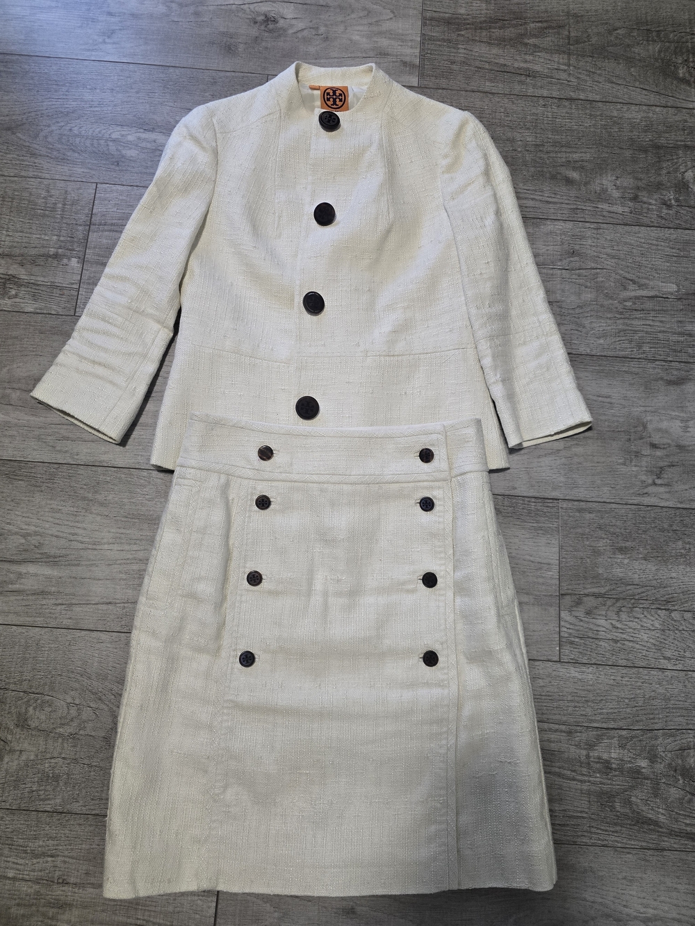 Tory Burch Cream Tweed Two-Piece Skirt Suit